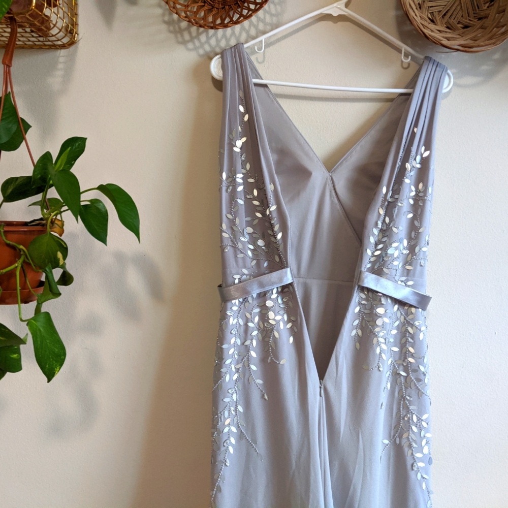 NWOT Le Chateau Silver Beaded Gown - Picture 10 of 13
